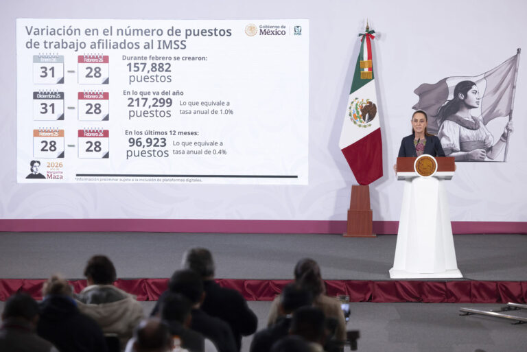Anuncia CSP 157 mil 882 empleos en Febrero; se Alcanzan los 22 millones 527 mil 854 puestos de Trabajo afiliados al (IMSS)